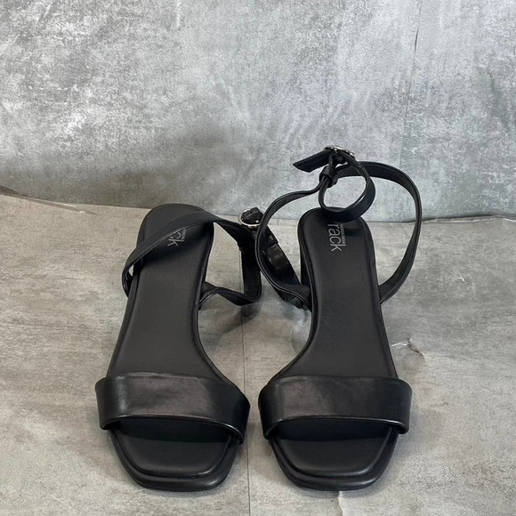 Nordstrom Rack Women's Black Faux-Leather Landry Square-Toe Heeled Sandals SZ9.5 - Picture 4 of 13